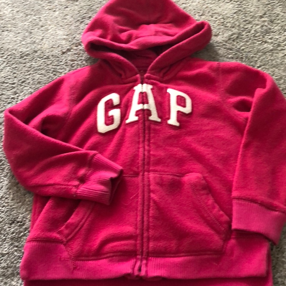 Pink girls gap zip up fleece size 6-7